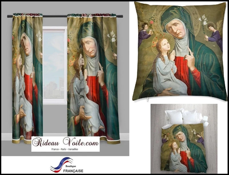 Motif tissu au mètre Art peinture motif religieux fresque église rideau coussin couette