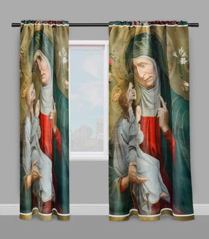 Motif tissu au mètre Art peinture motif religieux fresque église rideau coussin couette
