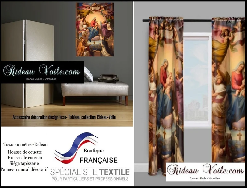Motif tissu au mètre fresque Art peinture Vierge Marie Madone rideau voilage couette