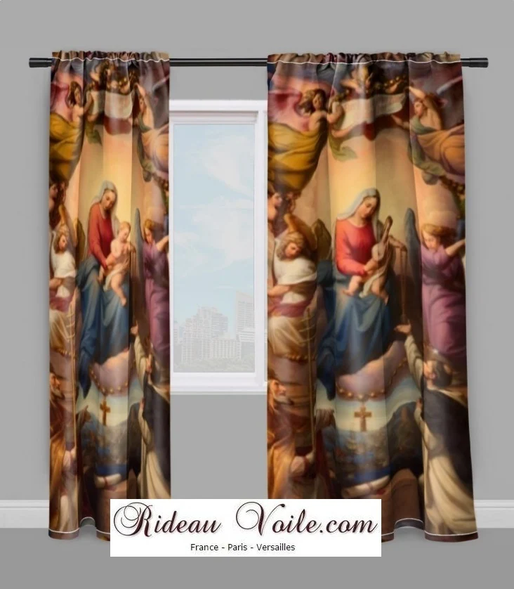 Motif tissu au mètre fresque Art peinture Vierge Marie Madone rideau voilage couette