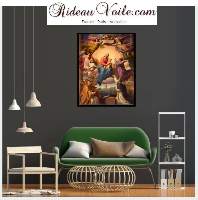 Motif tissu au mètre fresque Art peinture Vierge Marie Madone rideau voilage couette
