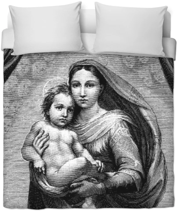 Tissu au mètre motif La Vierge Marie La Madone Eglise Madonna rideau coussin couette