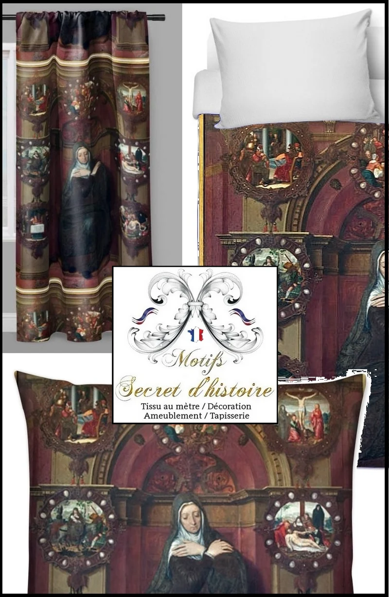 Tapisserie Liturgique Tissu au mètre motif Vierge Marie Madone Eglise rideau couette