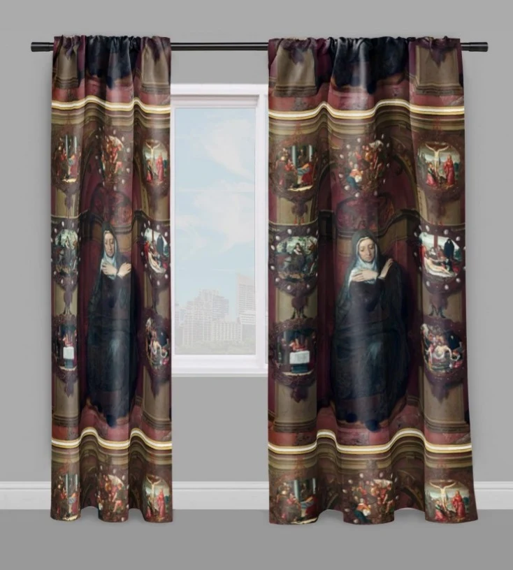 Tapisserie Liturgique Tissu au mètre motif Vierge Marie Madone Eglise rideau couette