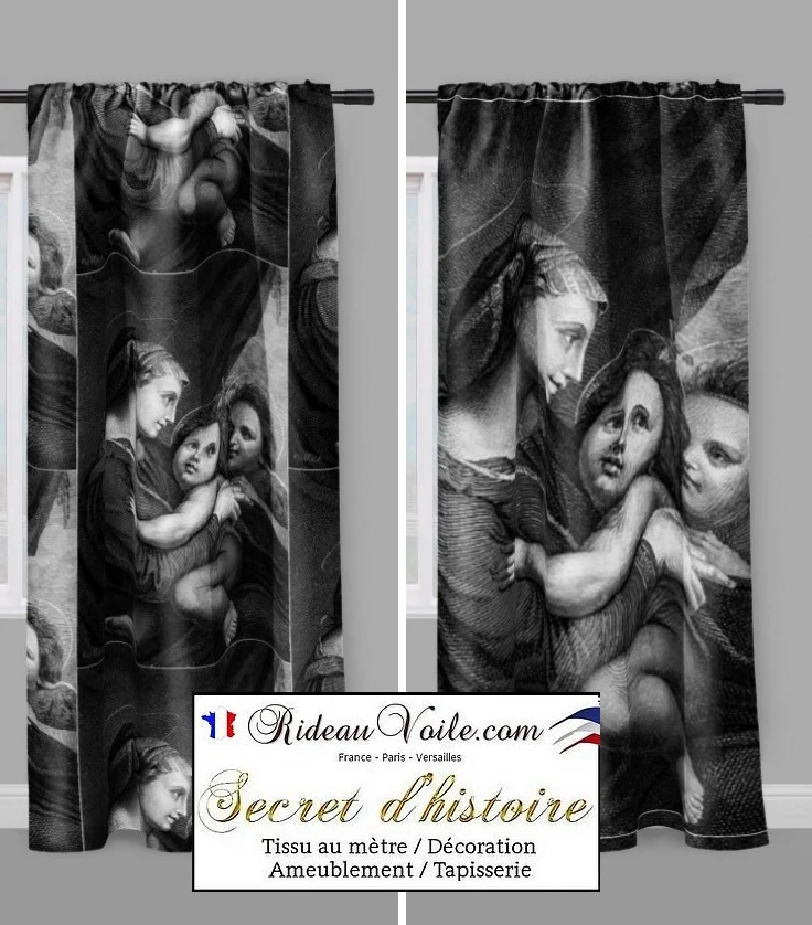 Tissu au mètre rideau coussin couette motif La Vierge Marie La Madone