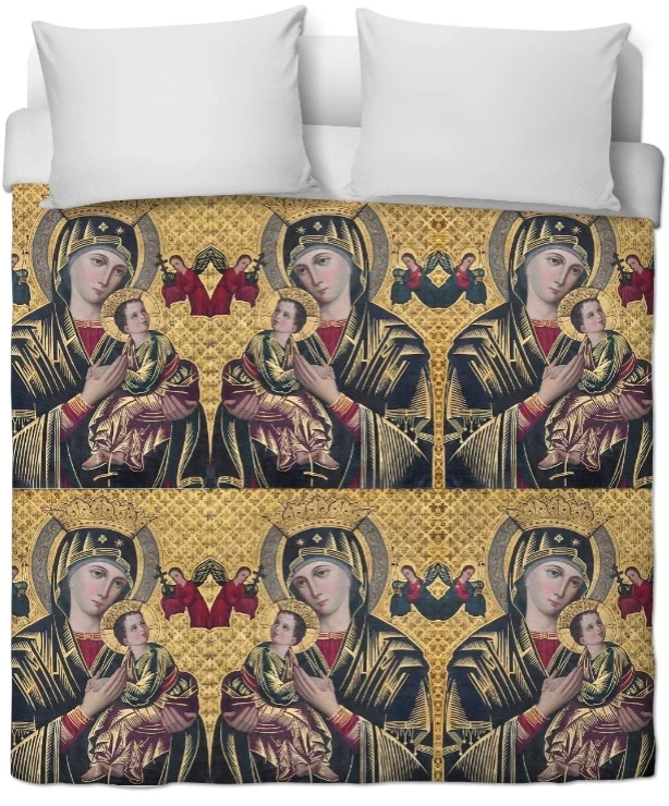 Tissu ameublement liturgique au mètre rideau couette Vierge Marie Madone Eglise