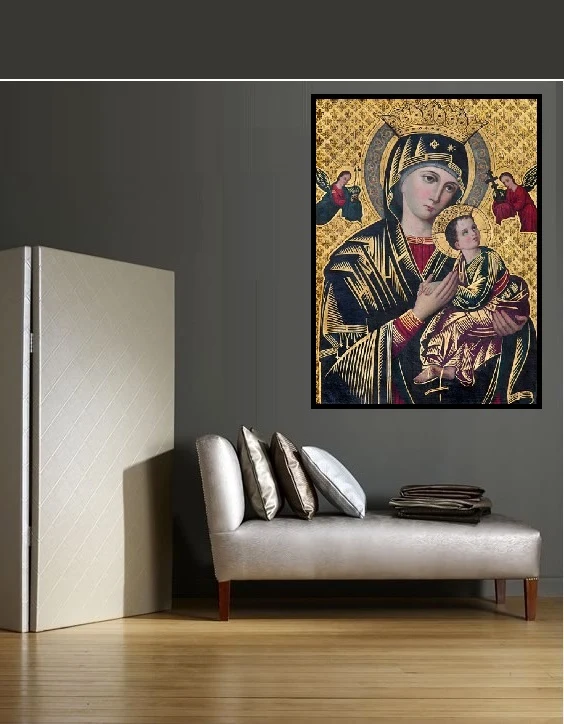 Tissu ameublement liturgique au mètre rideau couette Vierge Marie Madone Eglise