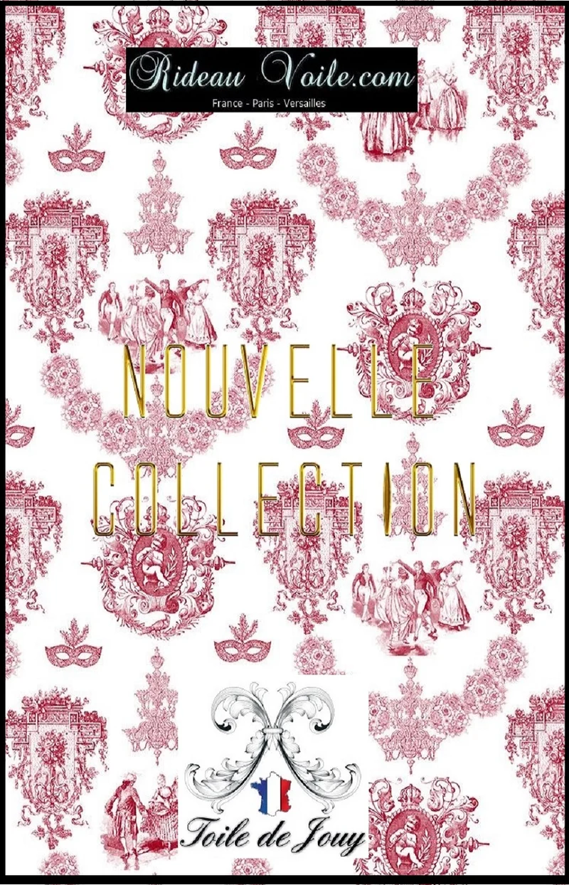 Toile de Jouy tissu au mètre décoration rouge Empire ameublement rideau couette