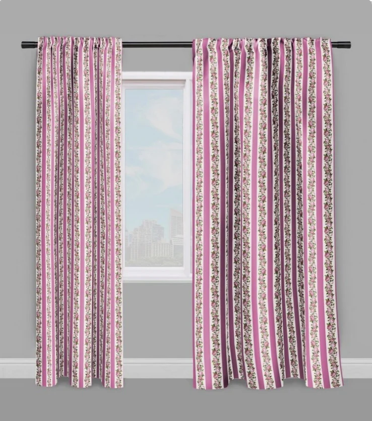 Lignes rayés rayures Roses fleuri tissu au mètre Baroque rideau voilage couette fleur