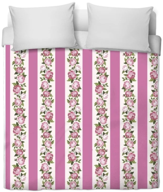 Lignes rayés rayures Roses fleuri tissu au mètre Baroque rideau voilage couette fleur