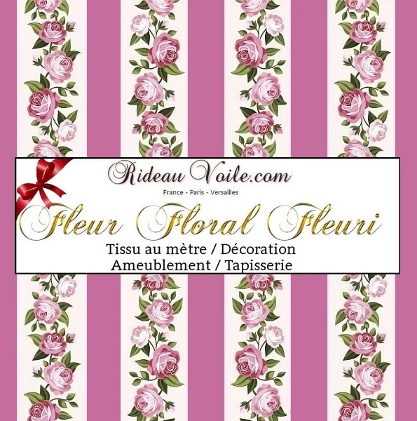 Lignes rayés rayures Roses fleuri tissu au mètre Baroque rideau voilage couette fleur