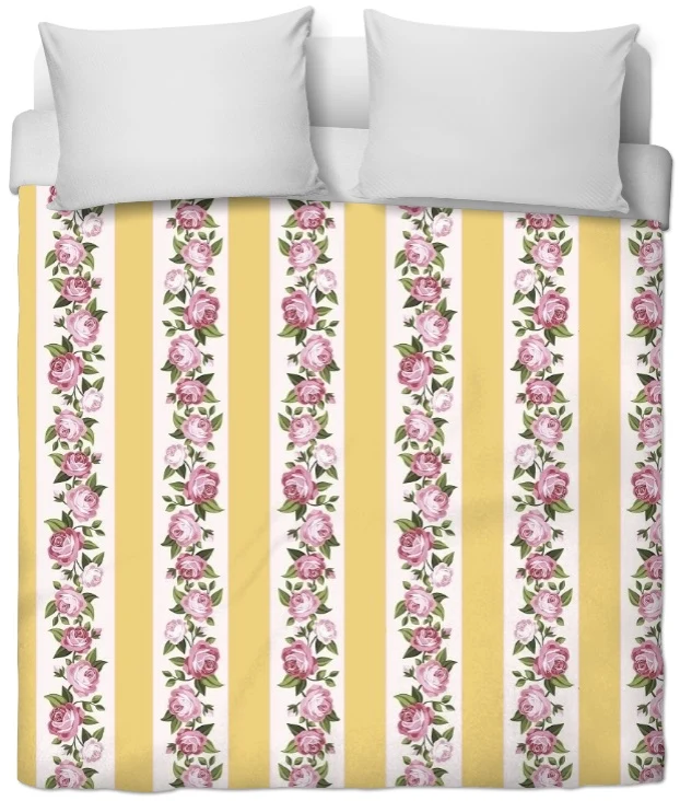 Tissu rayé jaune motifs fleuris mètre rideau fleur Roses Dekostoffe Blumen Barock