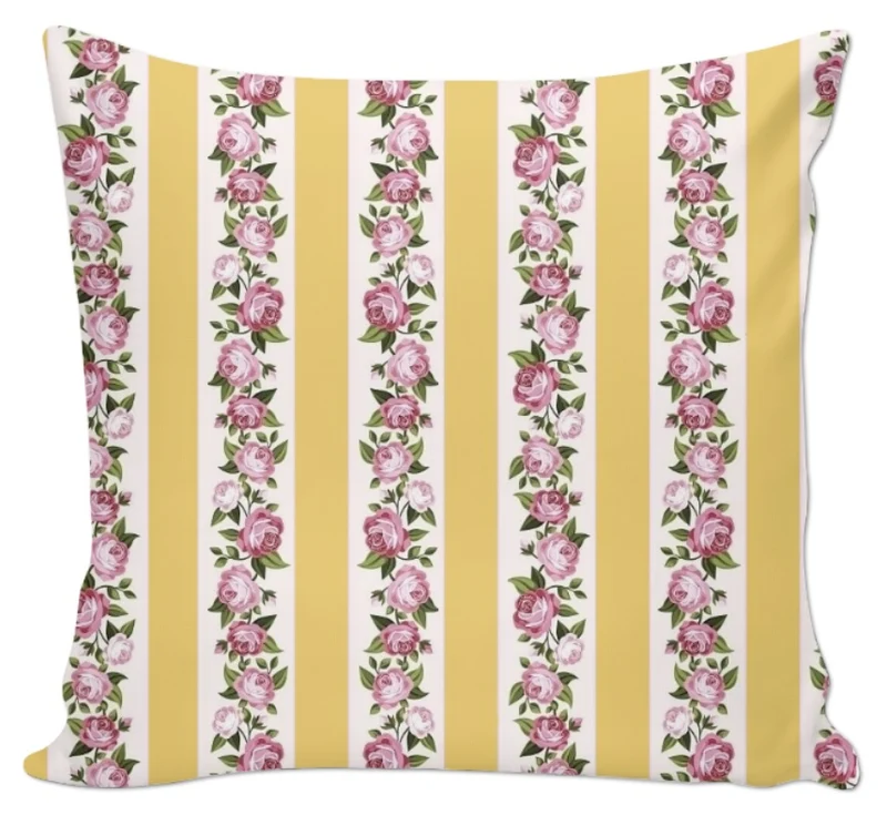 Tissu ameublement rayés jaune à motif fleurs mètre rideau couette rideau voilage