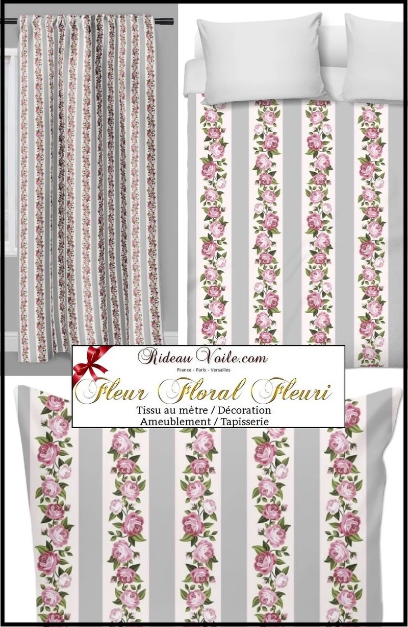 Tissu rayé mètre rideau fleur Roses blomster gardin og møbelstof tryk stof blomster