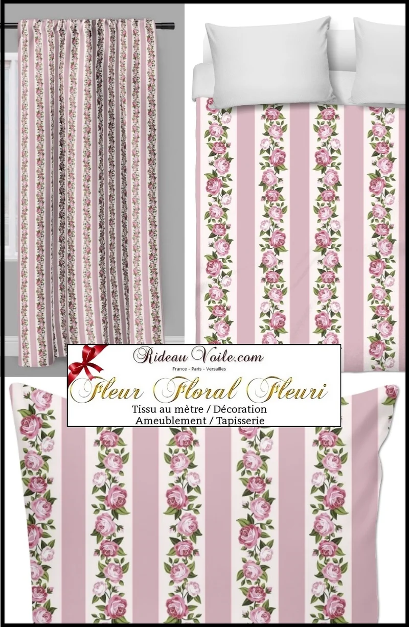 Tissu tapisserie ameublement rayé fleuri Roses mètre rideau ткань с цветочным мотивом