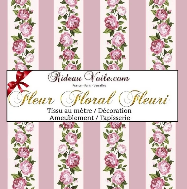 Tissu tapisserie ameublement rayé fleuri Roses mètre rideau ткань с цветочным мотивом
