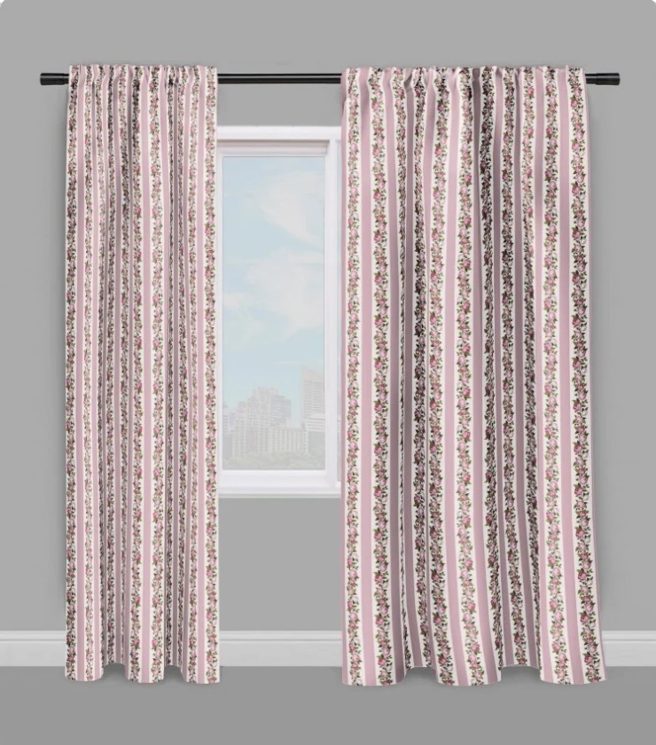 Tissu ameublement tapisserie fleuri mètre rideau couette rayé fleurs de Roses voilage