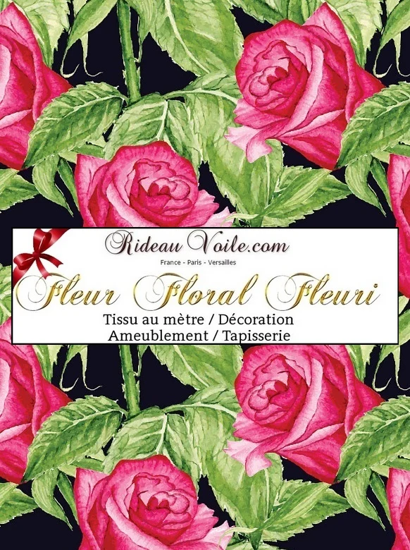 Tissu fleuri au mètre rideau couette coussin motifs fleurs Roses blomster print gardin