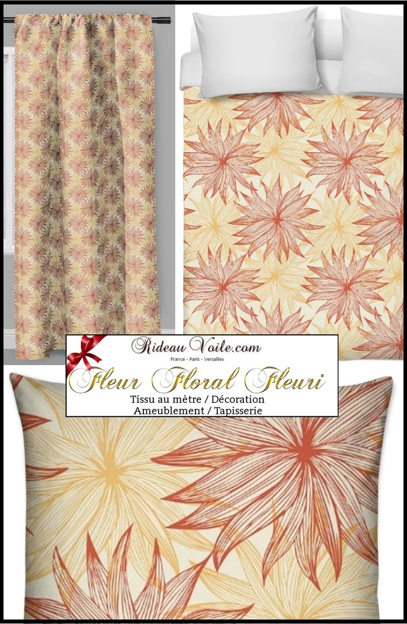 Boutique rideau couette à fleurs tissu ameublement au mètre -Blumen stoff Rido
