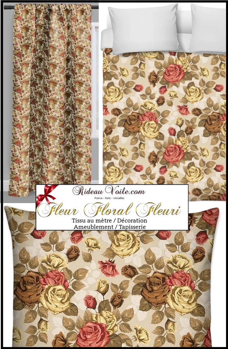 Boutique rideau couette coussin à fleurs tissu au mètre Blumendruck Geblümte floral