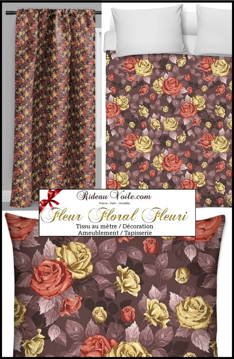 Rideau couette fleurs tissu au mètre ignifuge occultant ткань с цветочным мотивом