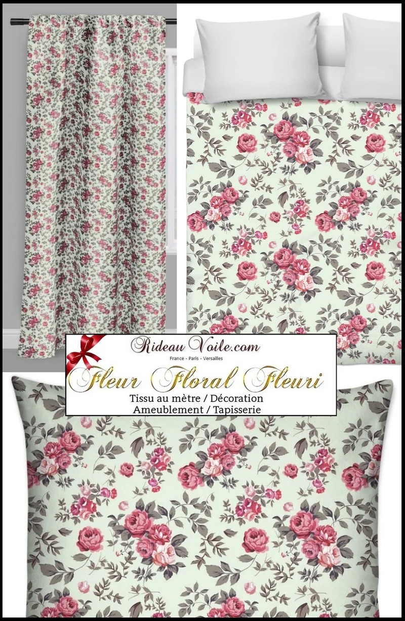 Tissu ameublement motif fleurs Roses au mètre rideau Tessuto motivi floreali metro