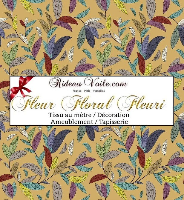 Tissu ameublement mètre motif feuilles fleurs couette coussin rideau tapisserie siège