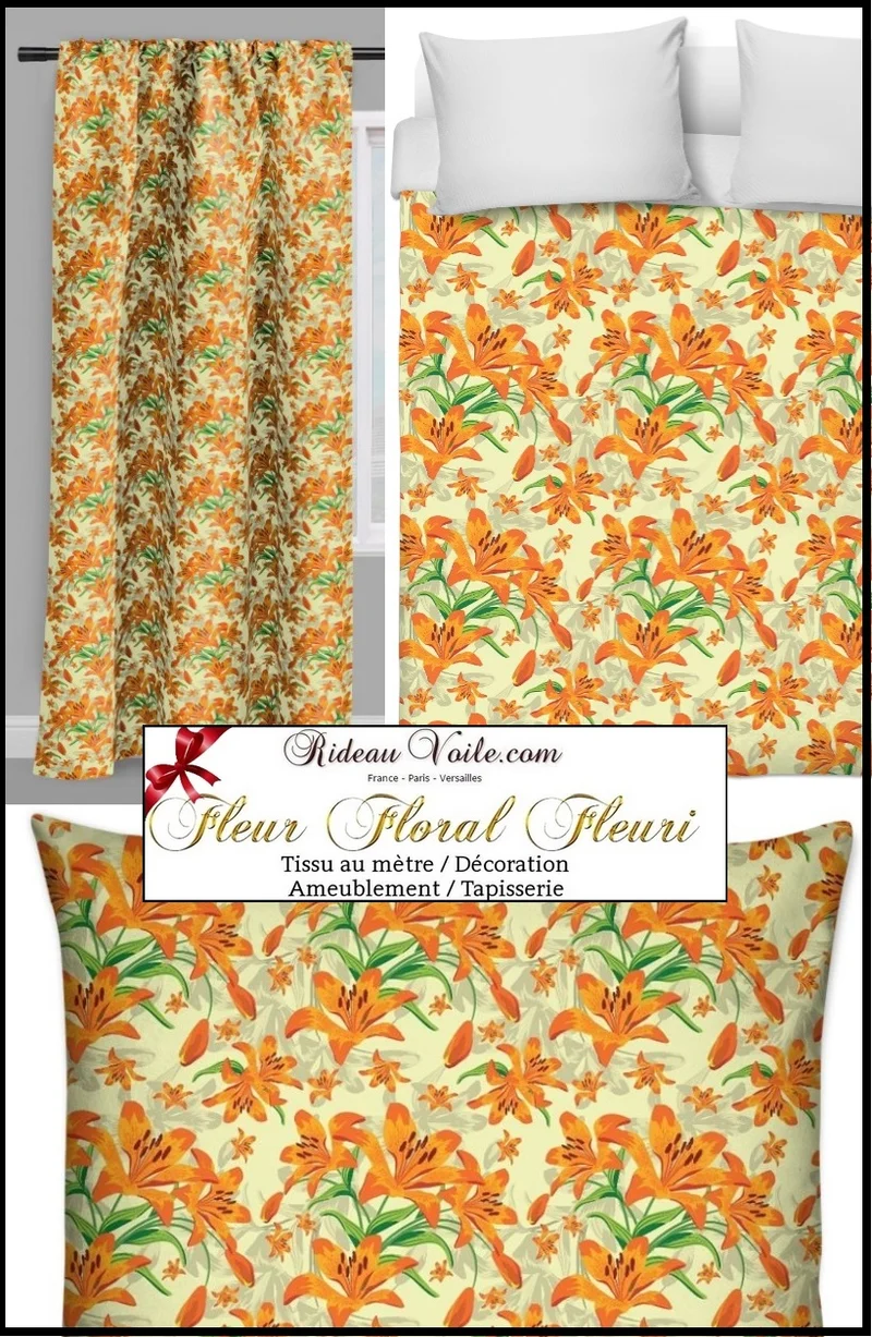 Tissu décoration fleurie ameublement au mètre motif fleurs couette rideau sur mesure