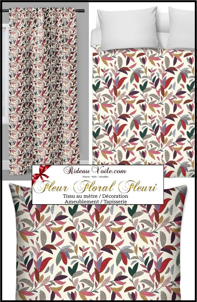 Boutique tissu au mètre ameublement ignifugé occultant motif fleur tapisserie rideau