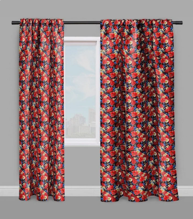 Tissu imprimé fleurs ameublement mètre rideau ignifugé occultant florales blomster