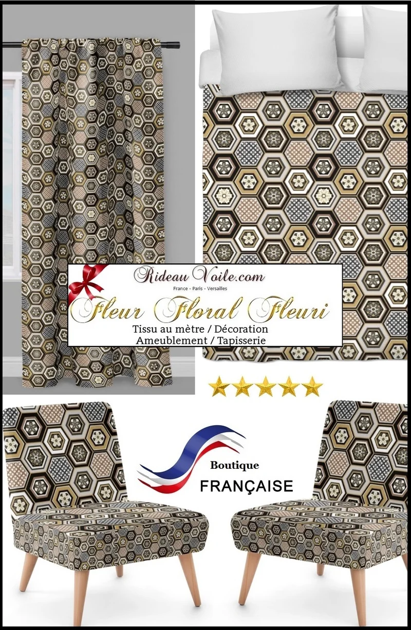Tissu ameublement Asiatique mètre motif fleur ignifugé occultant rideau voilage