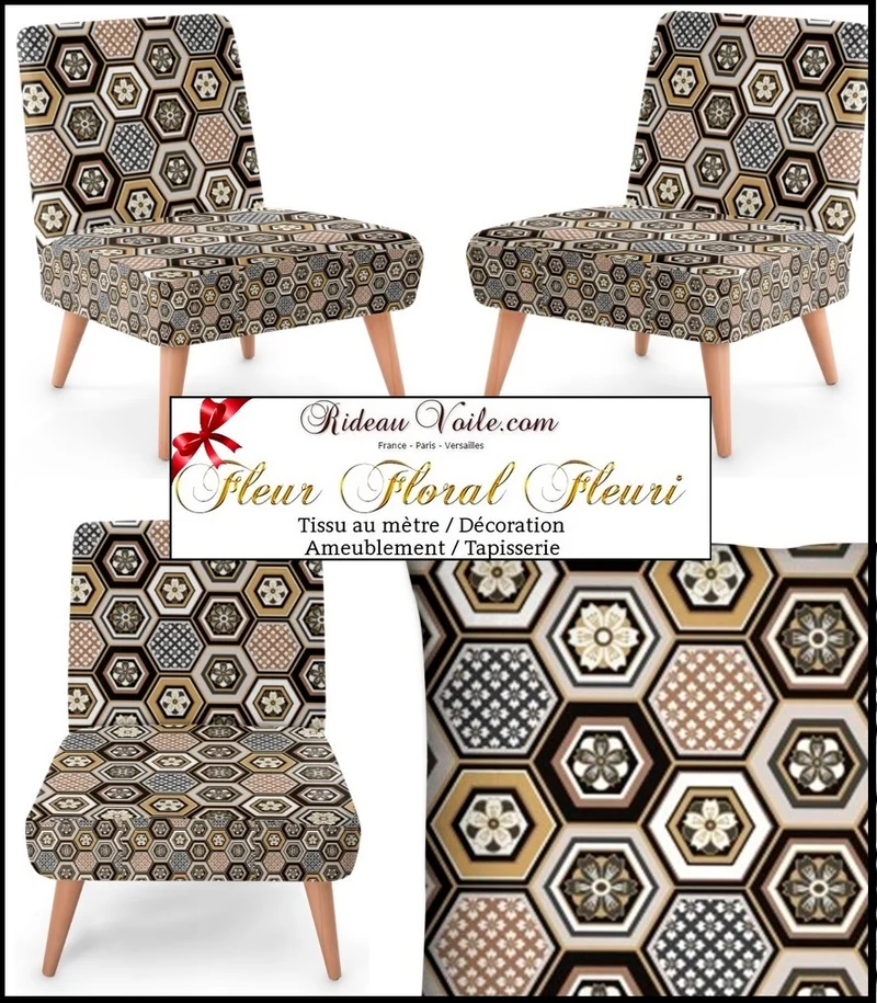 Tissu ameublement Asiatique mètre motif fleur ignifugé occultant rideau voilage