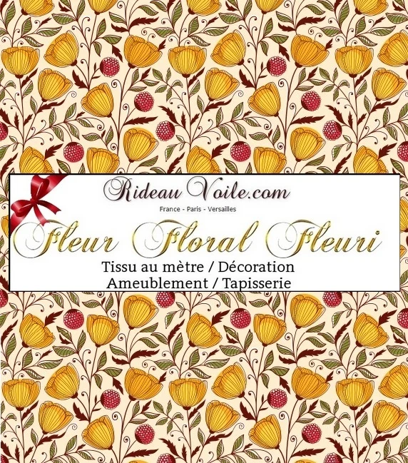 Tissu fleuri ameublement motif fleur mètre rideau フラワーモチーフのプリント生地