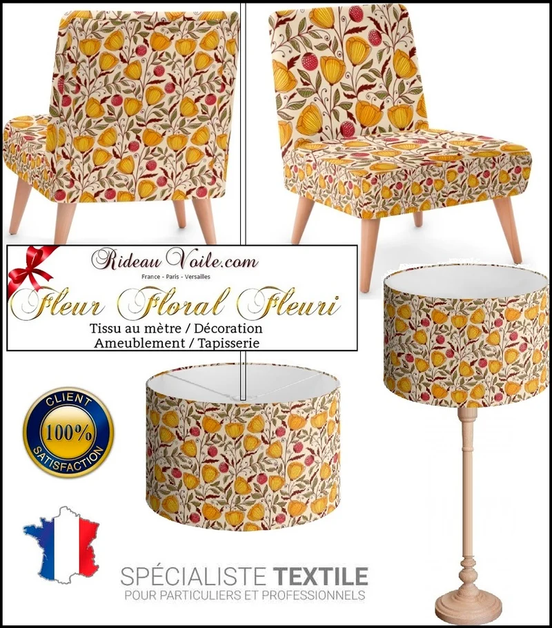 Tissu fleuri ameublement motif fleur mètre rideau フラワーモチーフのプリント生地