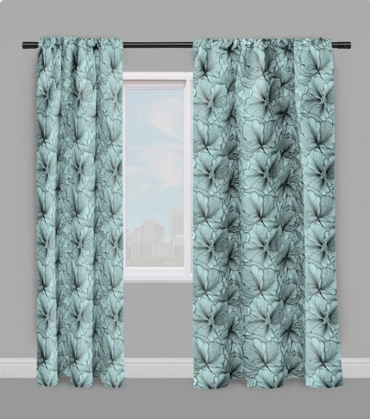 Tissu mètre rideau couette siège turquoise larges fleurs Tela cortina estampado flores