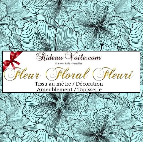 Tissu mètre rideau couette siège turquoise larges fleurs Tela cortina estampado flores