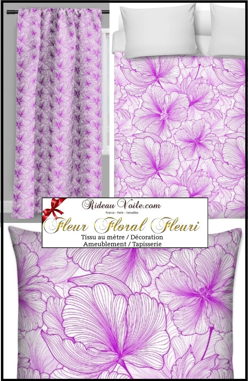 Tissu imprimé fleuri au mètre rideau couette motif fleurs tapisserie floral voilage