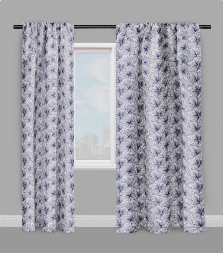 Imprimé Larges pétales fleurs décoration textile fleuri tissu mètre rideau couette bleu