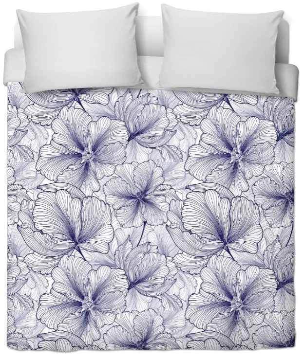 Imprimé Larges pétales fleurs décoration textile fleuri tissu mètre rideau couette bleu