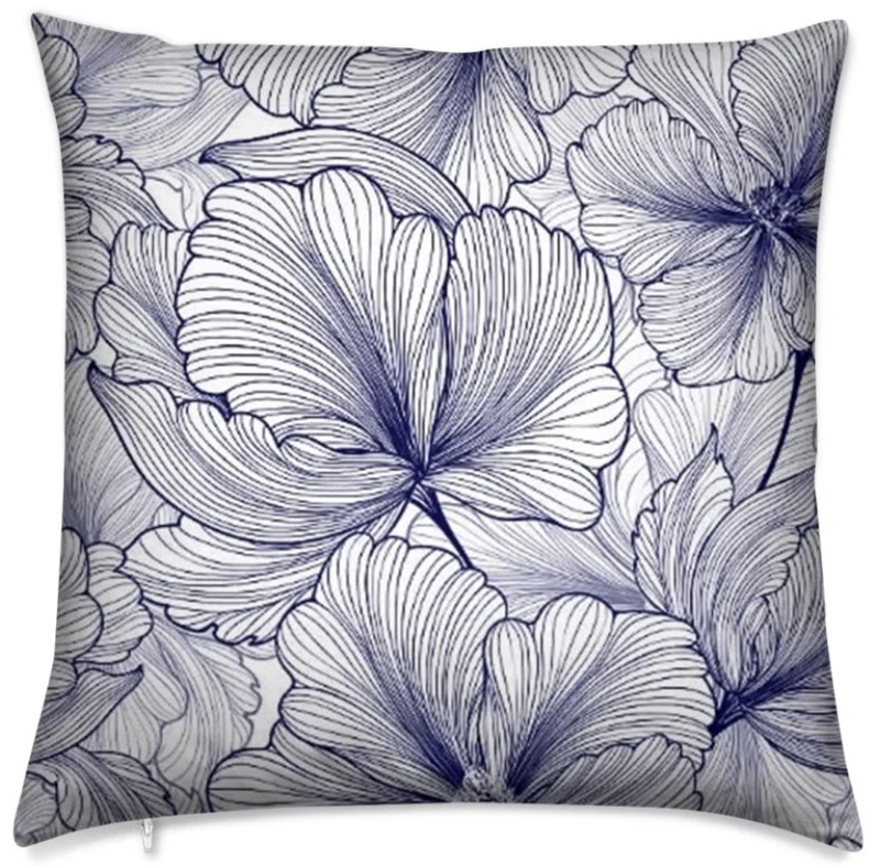 Imprimé Larges pétales fleurs décoration textile fleuri tissu mètre rideau couette bleu