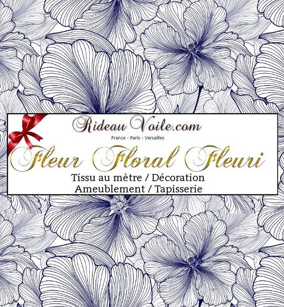 Imprimé Larges pétales fleurs décoration textile fleuri tissu mètre rideau couette bleu