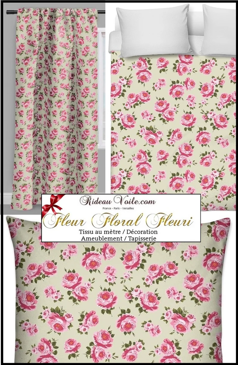 Motif imprimé fleurs de Roses tissu au mètre rideau couette gardin og møbelstof Rose