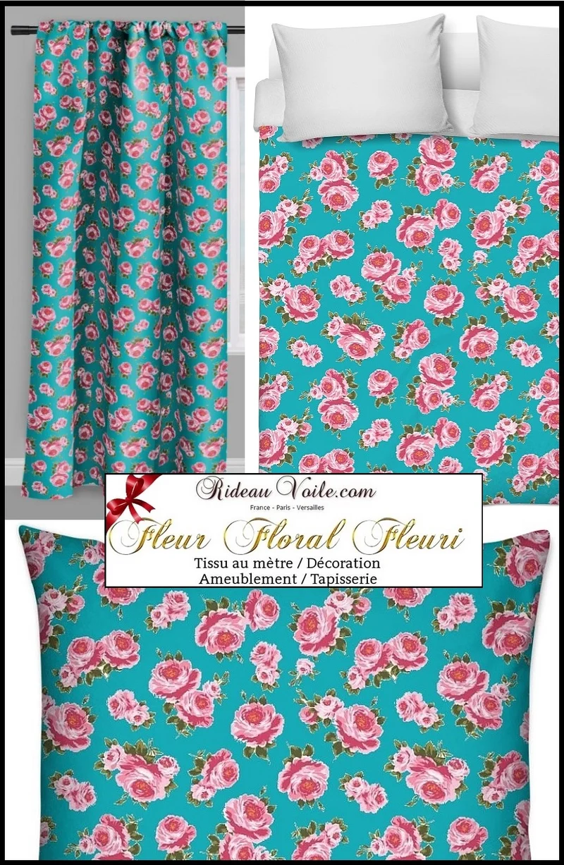 Motif fleur Roses Ignifugé, occultant Tessuto motivi floreali a metro mettraggio tenda