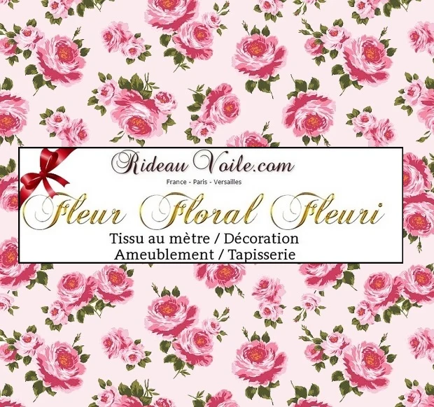 Tissu ameublement motif fleurs Roses mètre rideau voilage blomster gardin møbelstof