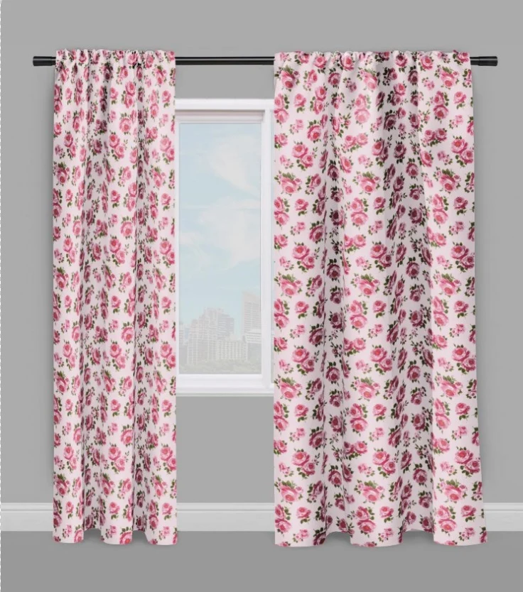 Tissu ameublement motif fleurs Roses mètre rideau voilage blomster gardin møbelstof