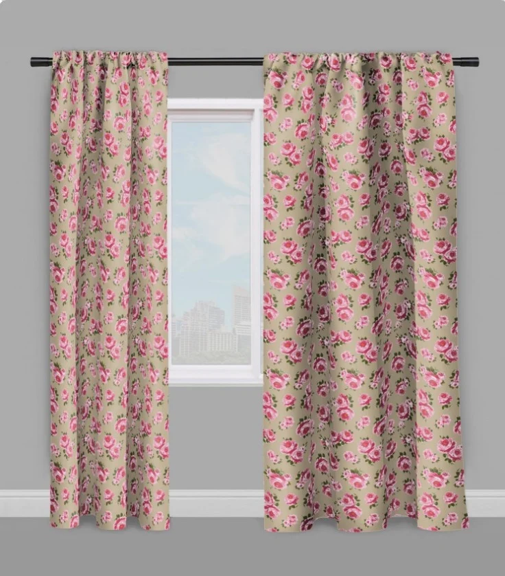 Fleurs de Roses fond beige tissu au mètre rideau couette Tessuto motivi floreali metro