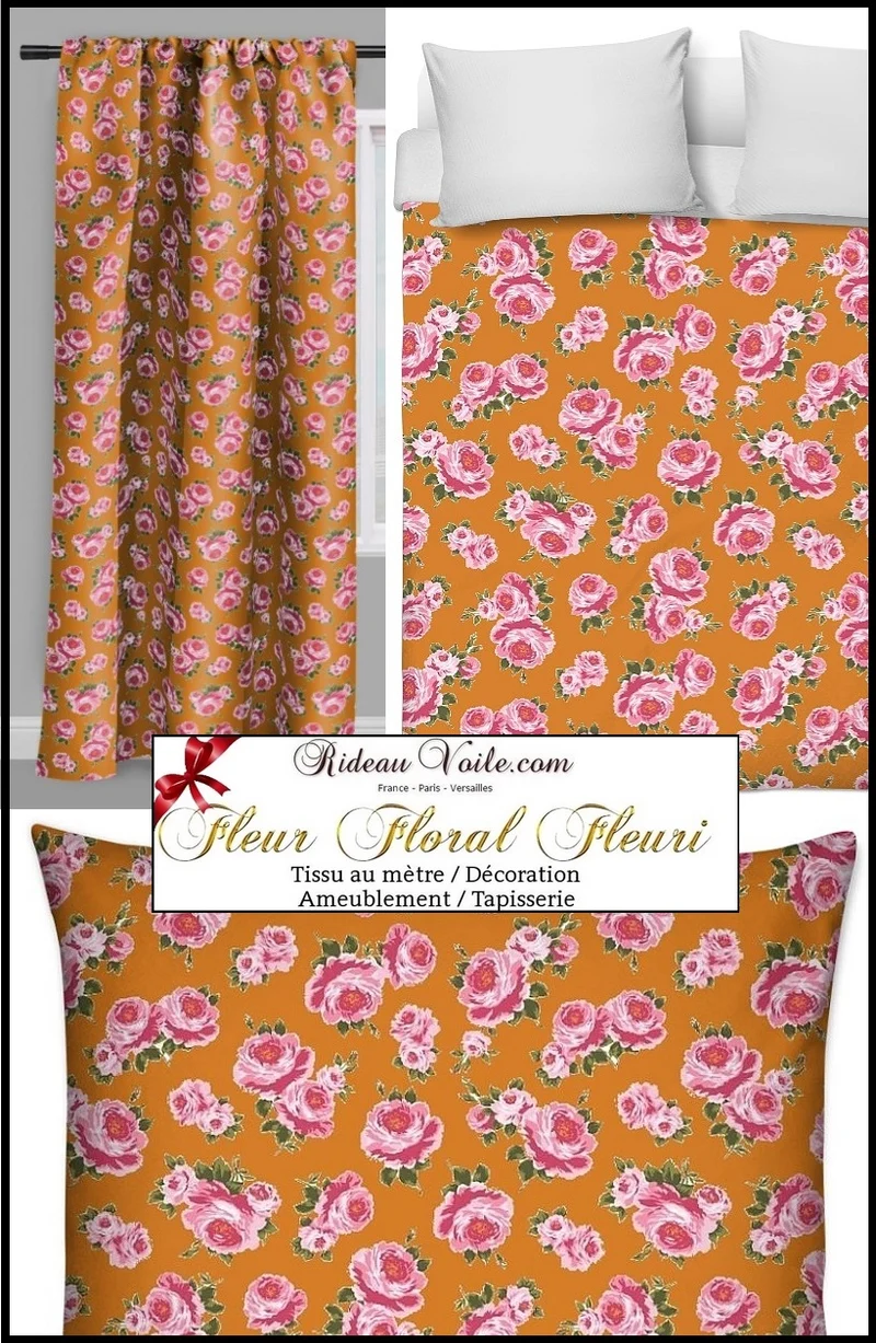 Tissu au mètre fleur rideau couette tapisserie siège Stoff Meter Vorhang mit Blumendruck