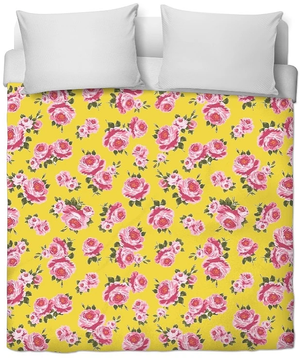 Décoration intérieure florale tissu au mètre rideau fleurs Roses Liberty shabby chic jaune