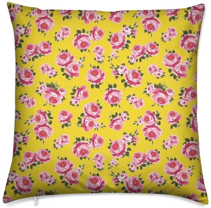 Décoration intérieure florale tissu au mètre rideau fleurs Roses Liberty shabby chic jaune