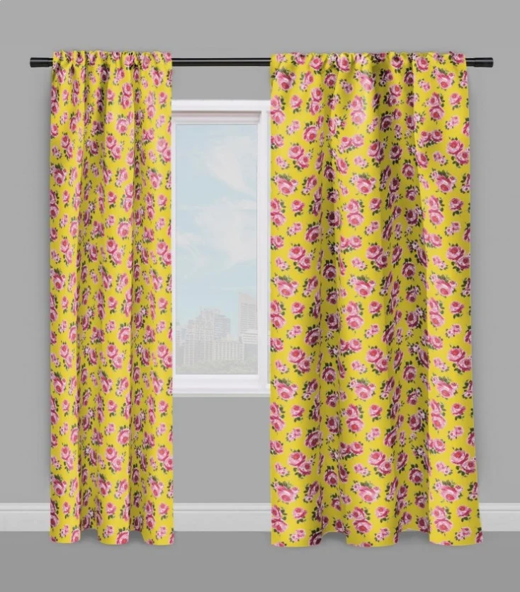 Décoration intérieure florale tissu au mètre rideau fleurs Roses Liberty shabby chic jaune